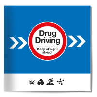 Drug driving resource cover showing various road signs and drug imagery